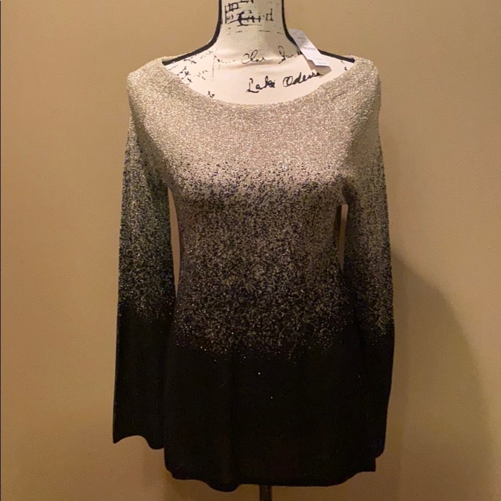 White House Black Market‎ black/gold sweater S NWT